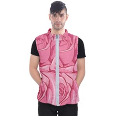 Pink Roses Pattern Floral Patterns Men s Puffer Vest