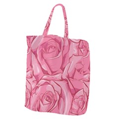 Pink Roses Pattern Floral Patterns Giant Grocery Tote