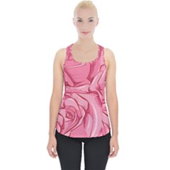 Pink Roses Pattern Floral Patterns Piece Up Tank Top