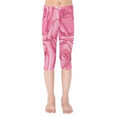 Pink Roses Pattern Floral Patterns Kids  Capri Leggings 