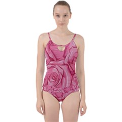 Pink Roses Pattern Floral Patterns Cut Out Top Tankini Set