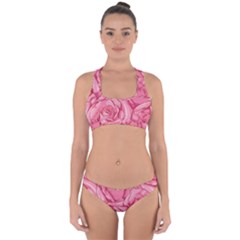 Pink Roses Pattern Floral Patterns Cross Back Hipster Bikini Set