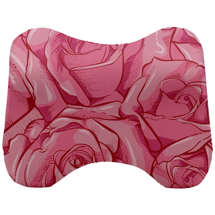 Pink Roses Pattern Floral Patterns Head Support Cushion