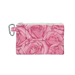 Pink Roses Pattern Floral Patterns Canvas Cosmetic Bag (small) by Jancukart