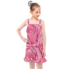 Pink Roses Pattern Floral Patterns Kids  Overall Dress