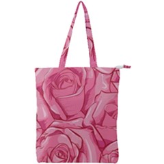 Pink Roses Pattern Floral Patterns Double Zip Up Tote Bag