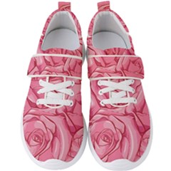 Pink Roses Pattern Floral Patterns Men s Velcro Strap Shoes