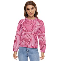 Pink Roses Pattern Floral Patterns Women s Long Sleeve Raglan Tee