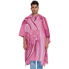 Pink Roses Pattern Floral Patterns Men s Hooded Rain Ponchos by Jancukart