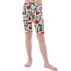 Love Abstract Background Textures Creative Grunge Kids  Mid Length Swim Shorts