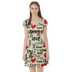 Love Abstract Background Textures Creative Grunge Short Sleeve Skater Dress by Jancukart