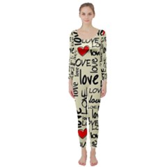 Love Abstract Background Textures Creative Grunge Long Sleeve Catsuit by Jancukart