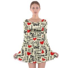 Love Abstract Background Textures Creative Grunge Long Sleeve Skater Dress by Jancukart