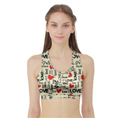 Love Abstract Background Textures Creative Grunge Sports Bra With Border