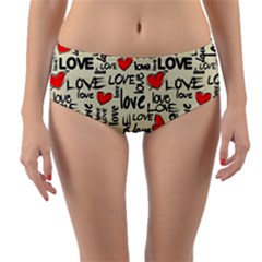 Love Abstract Background Textures Creative Grunge Reversible Mid-waist Bikini Bottoms