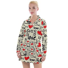 Love Abstract Background Textures Creative Grunge Women s Long Sleeve Casual Dress