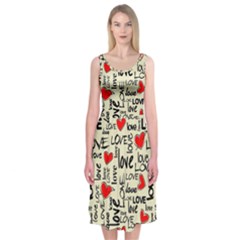 Love Abstract Background Textures Creative Grunge Midi Sleeveless Dress