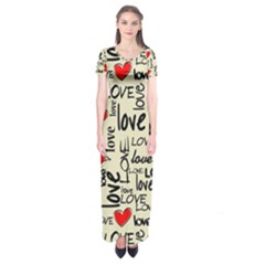 Love Abstract Background Textures Creative Grunge Short Sleeve Maxi Dress