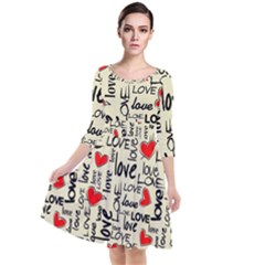 Love Abstract Background Textures Creative Grunge Quarter Sleeve Waist Band Dress by Jancukart