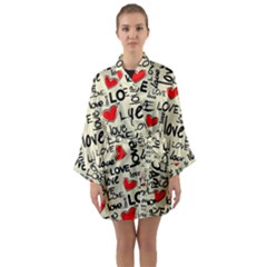 Love Abstract Background Textures Creative Grunge Long Sleeve Satin Kimono by Jancukart