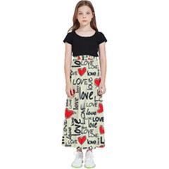 Love Abstract Background Textures Creative Grunge Kids  Flared Maxi Skirt by Jancukart