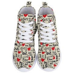 Love Abstract Background Textures Creative Grunge Women s Lightweight High Top Sneakers