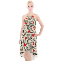 Love Abstract Background Textures Creative Grunge High-low Halter Chiffon Dress 