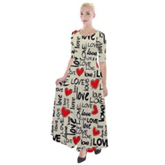 Love Abstract Background Textures Creative Grunge Half Sleeves Maxi Dress by Jancukart