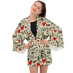 Love Abstract Background Textures Creative Grunge Long Sleeve Kimono by Jancukart