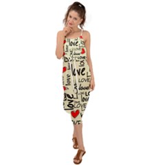 Love Abstract Background Textures Creative Grunge Waist Tie Cover Up Chiffon Dress