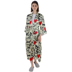 Love Abstract Background Textures Creative Grunge Maxi Satin Kimono