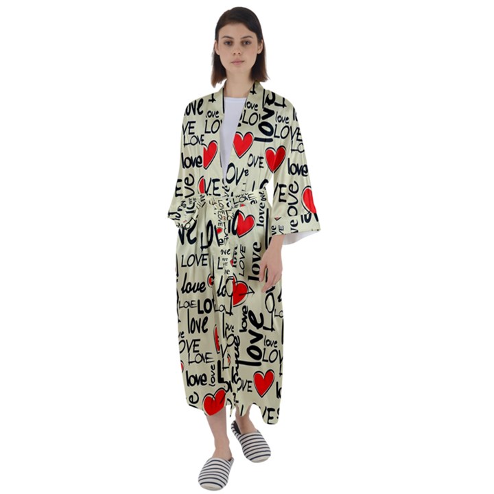 Love Abstract Background Textures Creative Grunge Maxi Satin Kimono