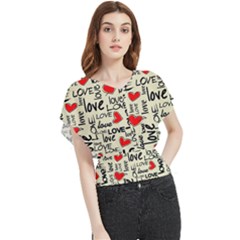 Love Abstract Background Textures Creative Grunge Butterfly Chiffon Blouse