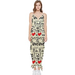 Love Abstract Background Textures Creative Grunge Sleeveless Tie Ankle Chiffon Jumpsuit by Jancukart