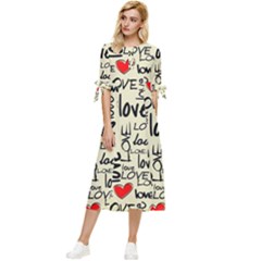 Love Abstract Background Textures Creative Grunge Bow Sleeve Chiffon Midi Dress