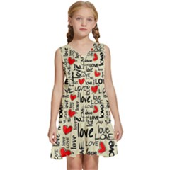 Love Abstract Background Textures Creative Grunge Kids  Sleeveless Tiered Mini Dress by Jancukart