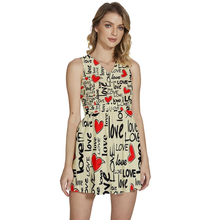 Love Abstract Background Textures Creative Grunge Sleeveless High Waist Mini Dress