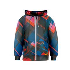 Minimalist Abstract Shaping  Abstract Digital Art Kids  Zipper Hoodie