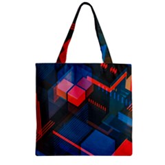 Minimalist Abstract Shaping  Abstract Digital Art Zipper Grocery Tote Bag