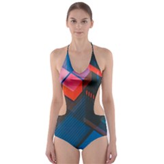 Minimalist Abstract Shaping  Abstract Digital Art Cut-out One Piece Swimsuit