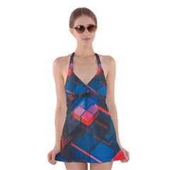 Minimalist Abstract Shaping  Abstract Digital Art Halter Dress Swimsuit 