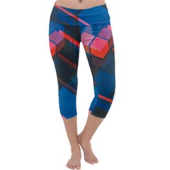 Minimalist Abstract Shaping  Abstract Digital Art Capri Yoga Leggings