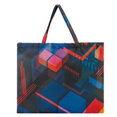 Minimalist Abstract Shaping  Abstract Digital Art Zipper Large Tote Bag