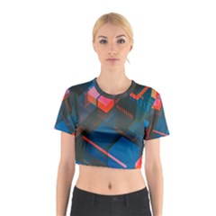 Minimalist Abstract Shaping  Abstract Digital Art Cotton Crop Top