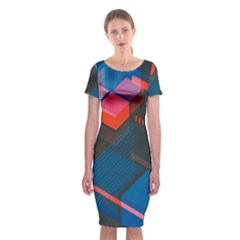 Minimalist Abstract Shaping  Abstract Digital Art Classic Short Sleeve Midi Dress