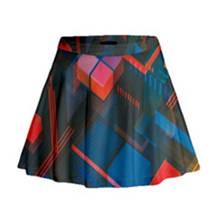 Minimalist Abstract Shaping  Abstract Digital Art Mini Flare Skirt