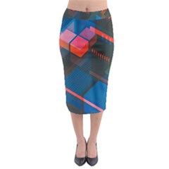 Minimalist Abstract Shaping  Abstract Digital Art Midi Pencil Skirt