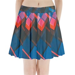 Minimalist Abstract Shaping  Abstract Digital Art Pleated Mini Skirt