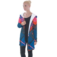 Minimalist Abstract Shaping  Abstract Digital Art Longline Hooded Cardigan