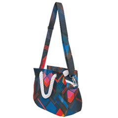 Minimalist Abstract Shaping  Abstract Digital Art Rope Handles Shoulder Strap Bag by Jancukart